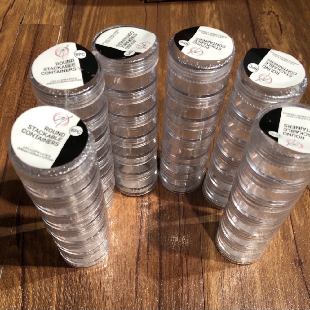 New ! 6 Pack Stackable Clear 6 Pc Storage Containers Pills Boxes Total